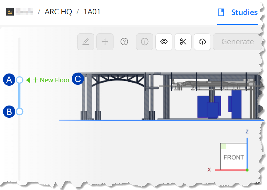 Diagram illustrating a new floor addition in a building design layout.